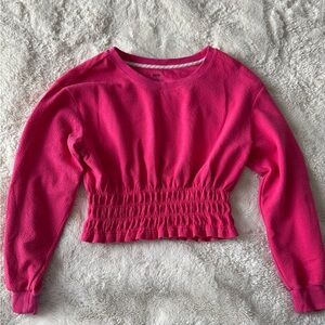 Anthropologie Maeve long sleeve cinched waist hot pink top